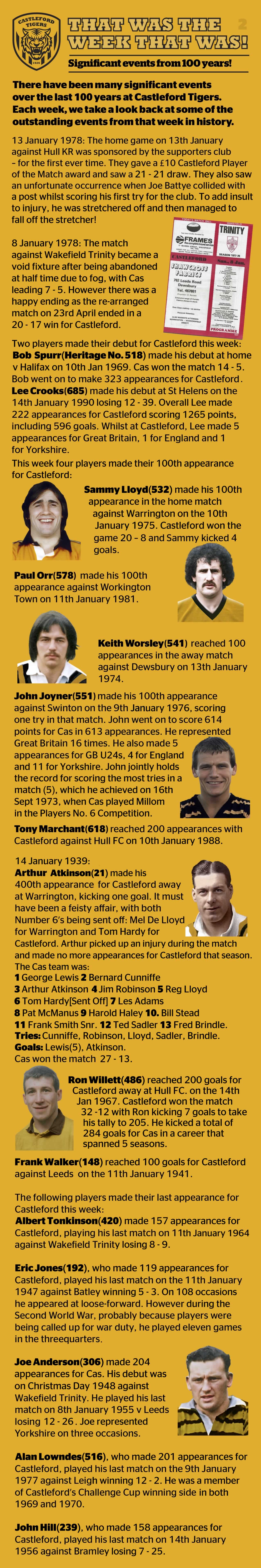 Facts from Week 2 in the history of Cas Tigers